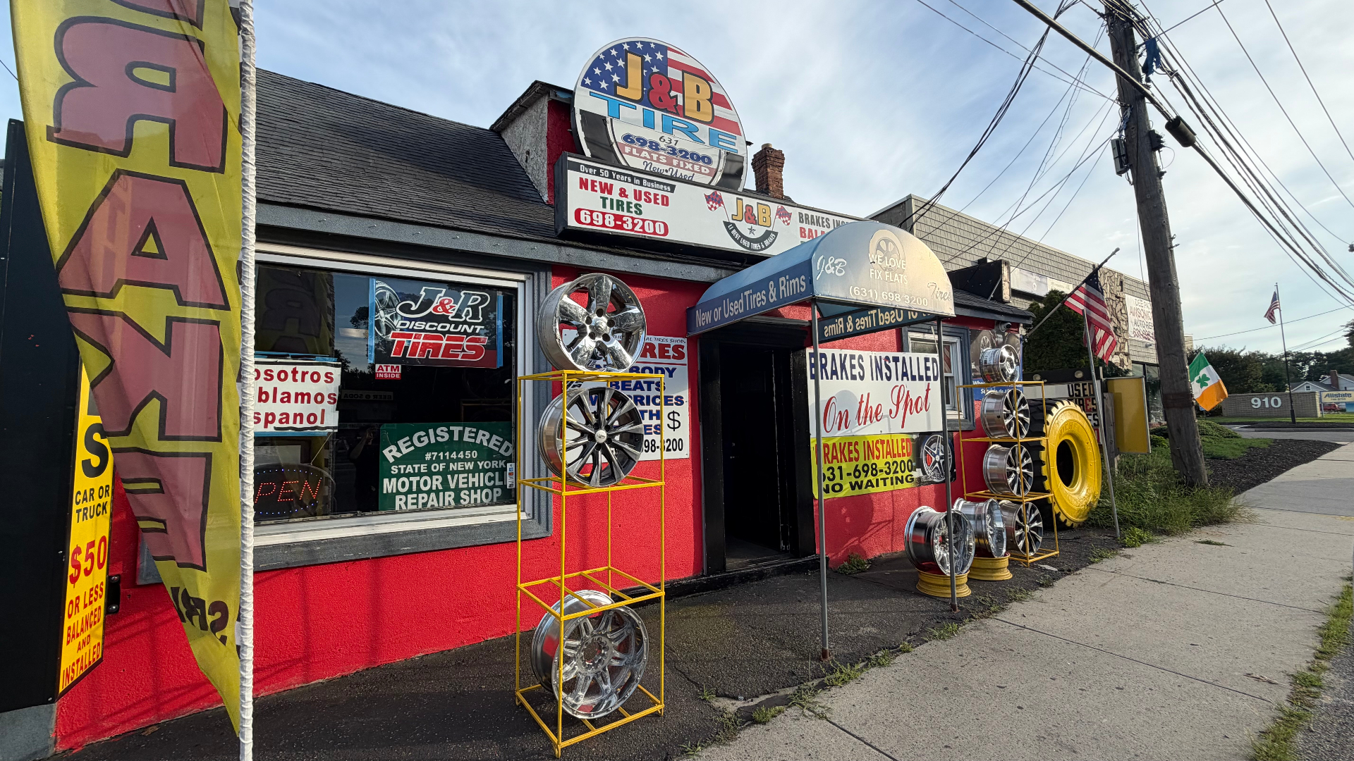 J & R Discount Tire storefront in Selden, NY